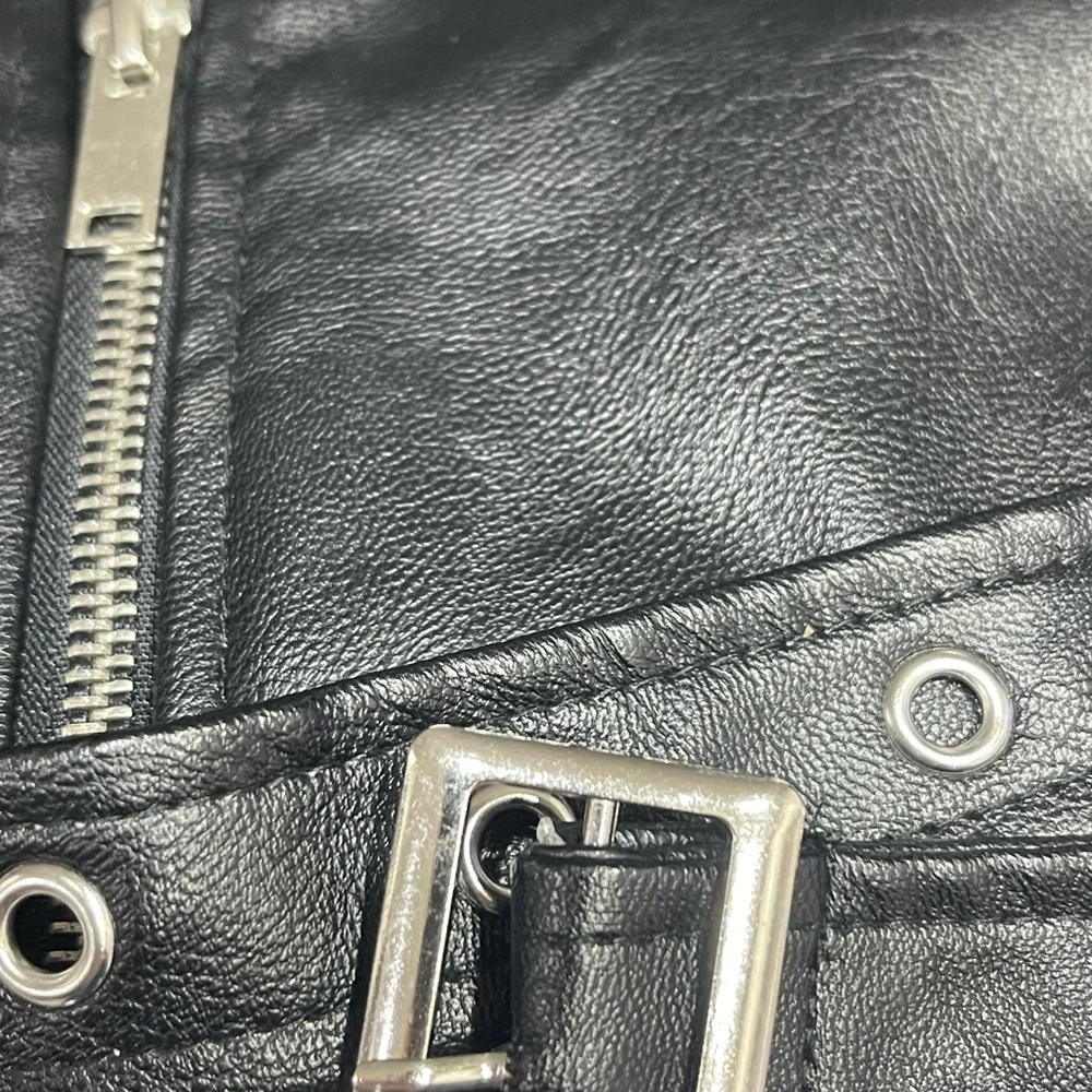 Love Tree Faux Leather Biker Moto Jacket Black, Size Women small - Picture 15 of 16